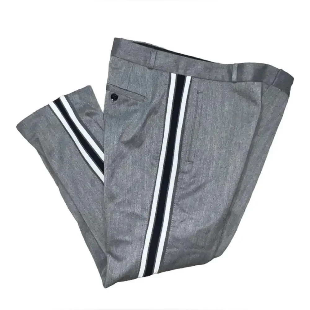 UEC BANANA REPUBLIC AVERY TAILORED ANKLE TAPERED TRACK STRIPE GREY PANTS SZ 12